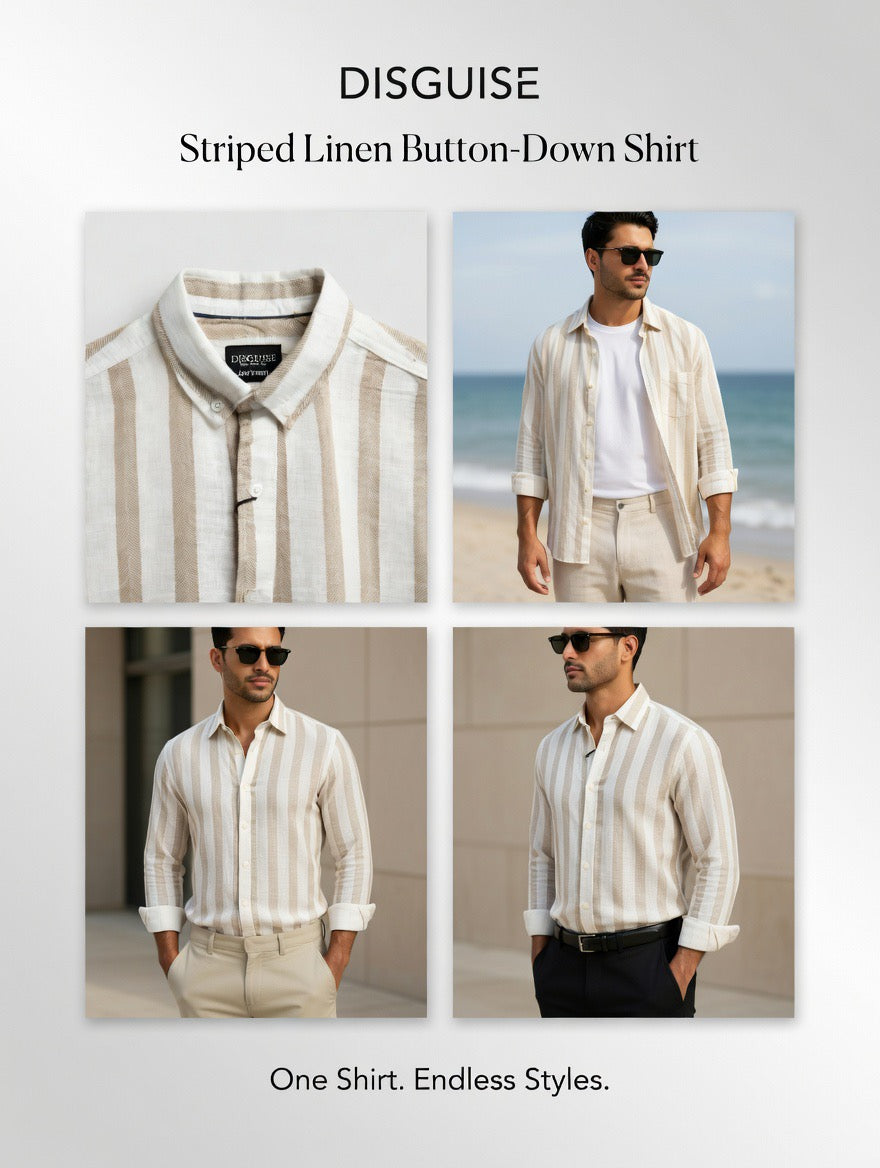 Striped Linen Button-Down Shirt
