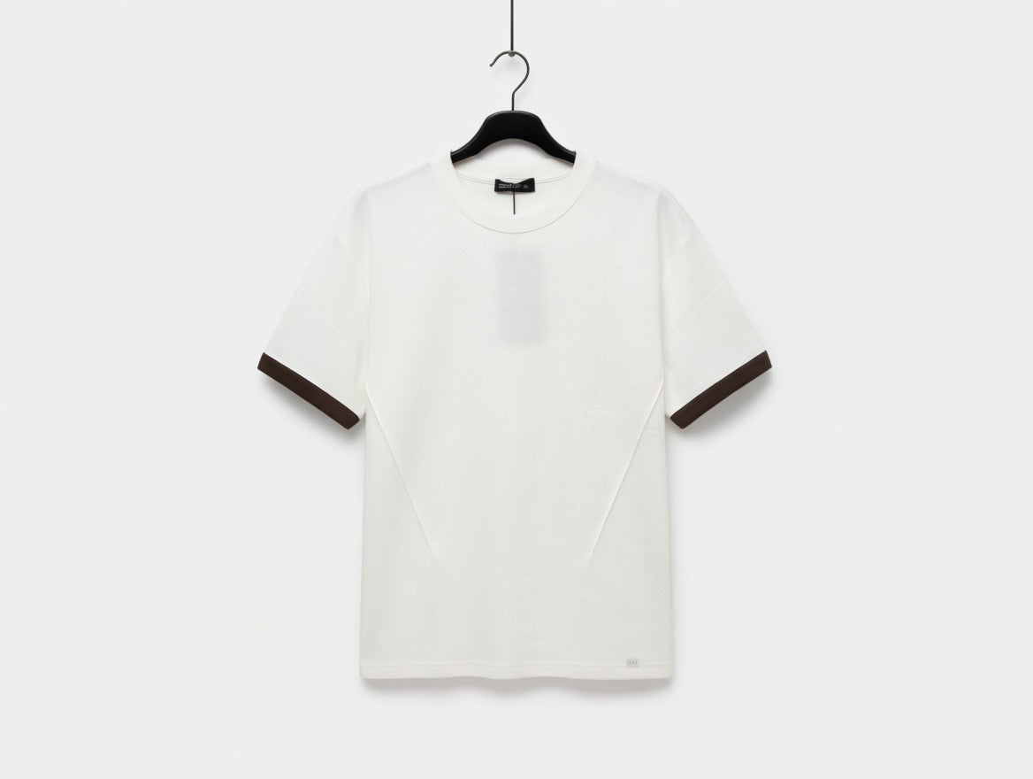 Oversized Contrast Cuff Crew Neck T-Shirt
