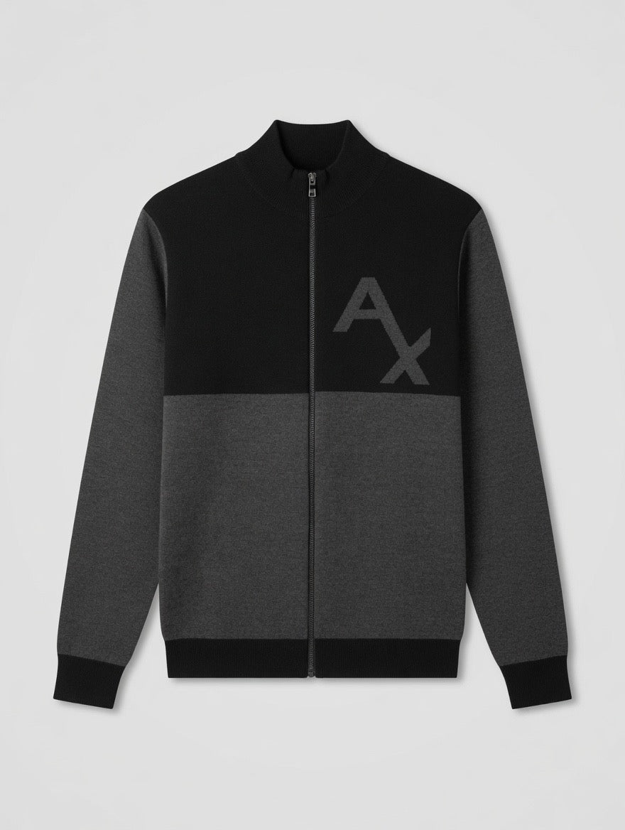 Color-Block Zip-Up Sweater
