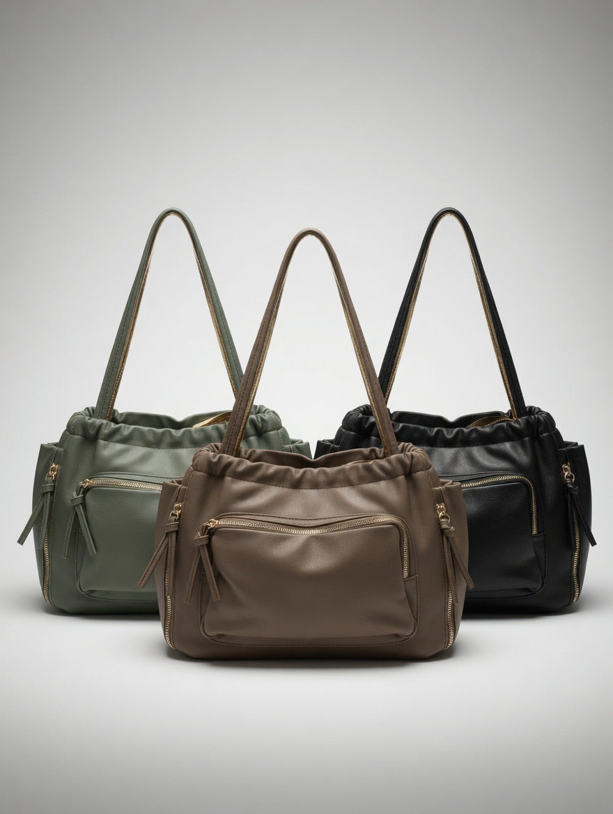 Slouchy Multi-Pocket Tote Bag