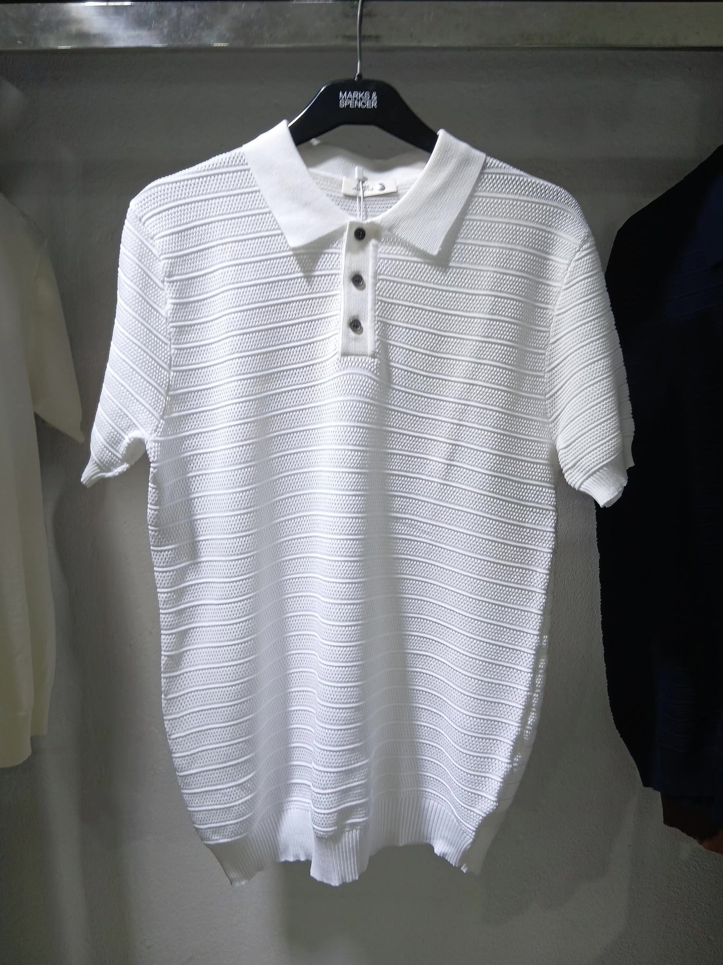 Textured Stripe Knit Polo Shirt |  Premium Knitwear