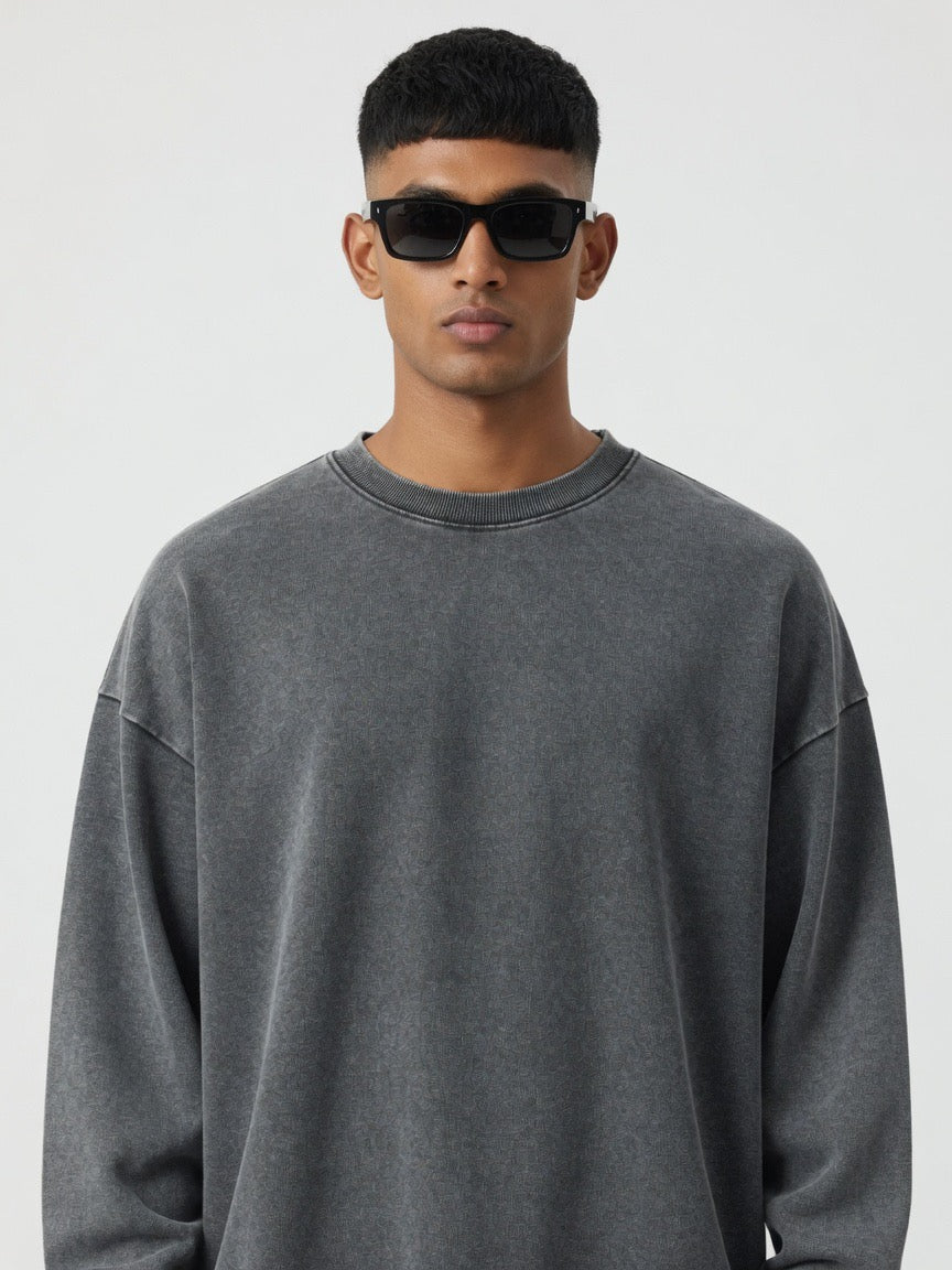 Oversized Washed Crewneck Sweatshirt