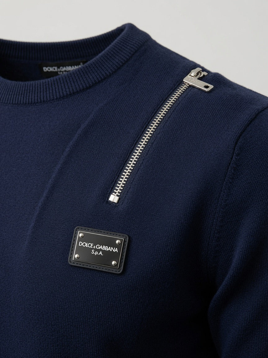 Inspired Navy / Charcoal Zip Detail Sweater