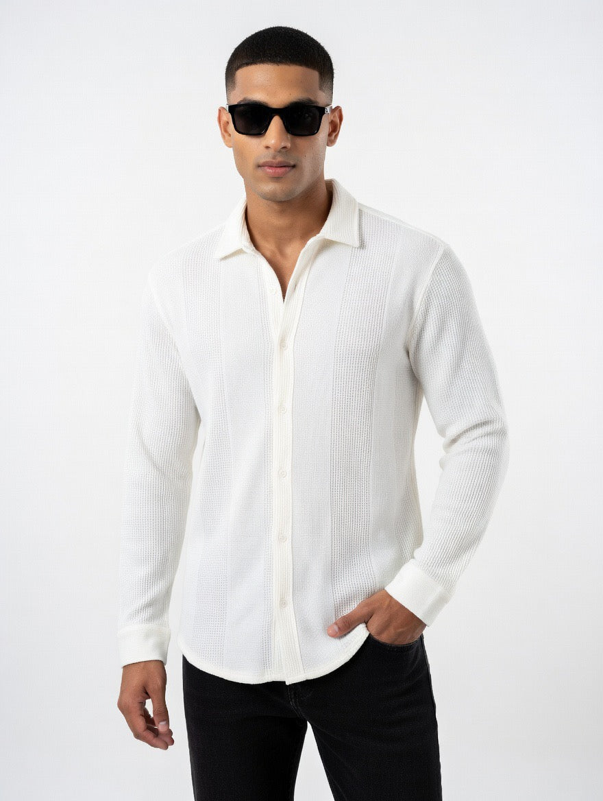 Waffle Knit Long Sleeve Shirt