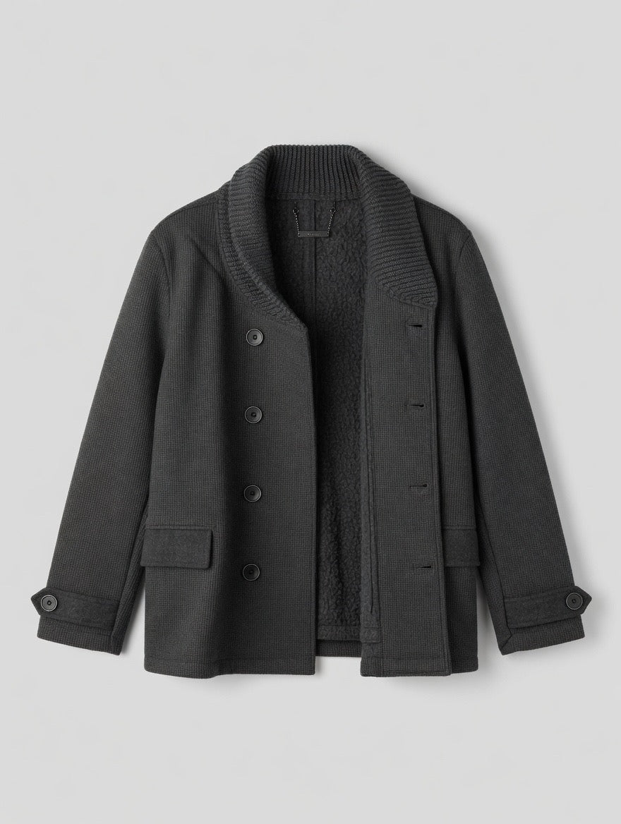 Double-Breasted Shawl Collar Knit Coat