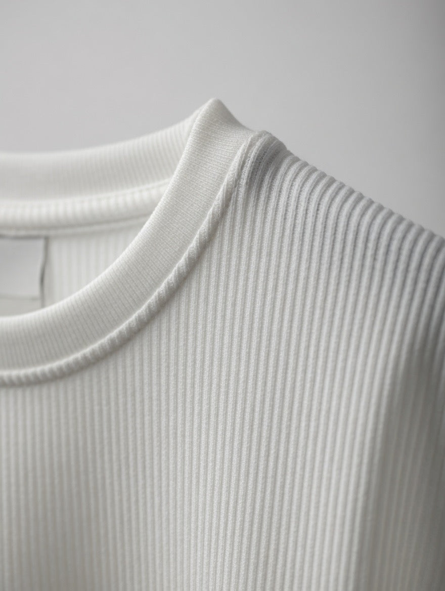Ribbed Oversized Round Neck T-Shirt