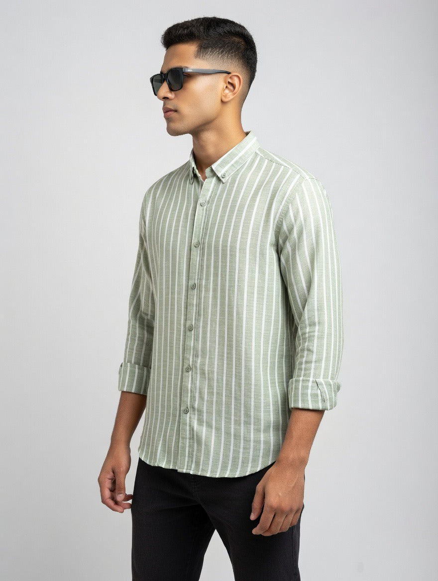 Striped Linen Button-Down Shirt