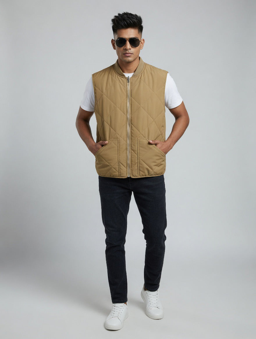 Quilted Zip-Up Bomber Vest