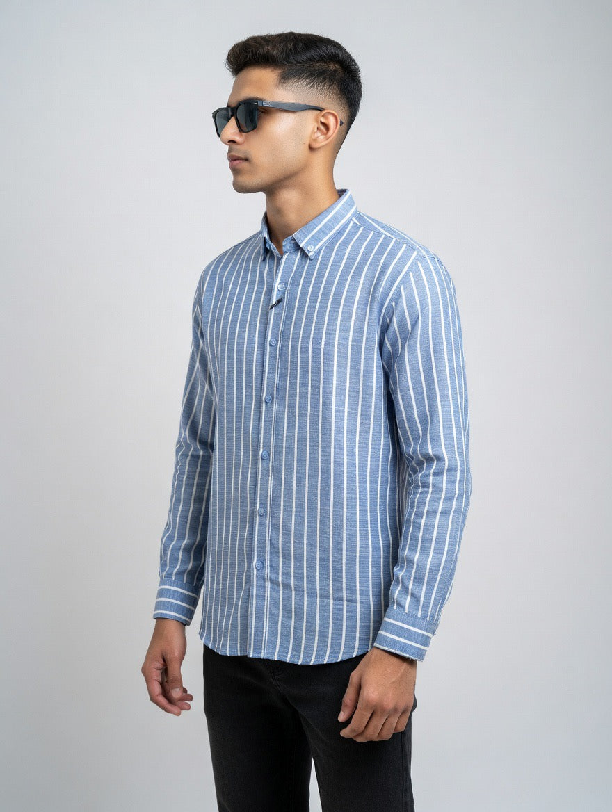 Striped Linen Button-Down Shirt