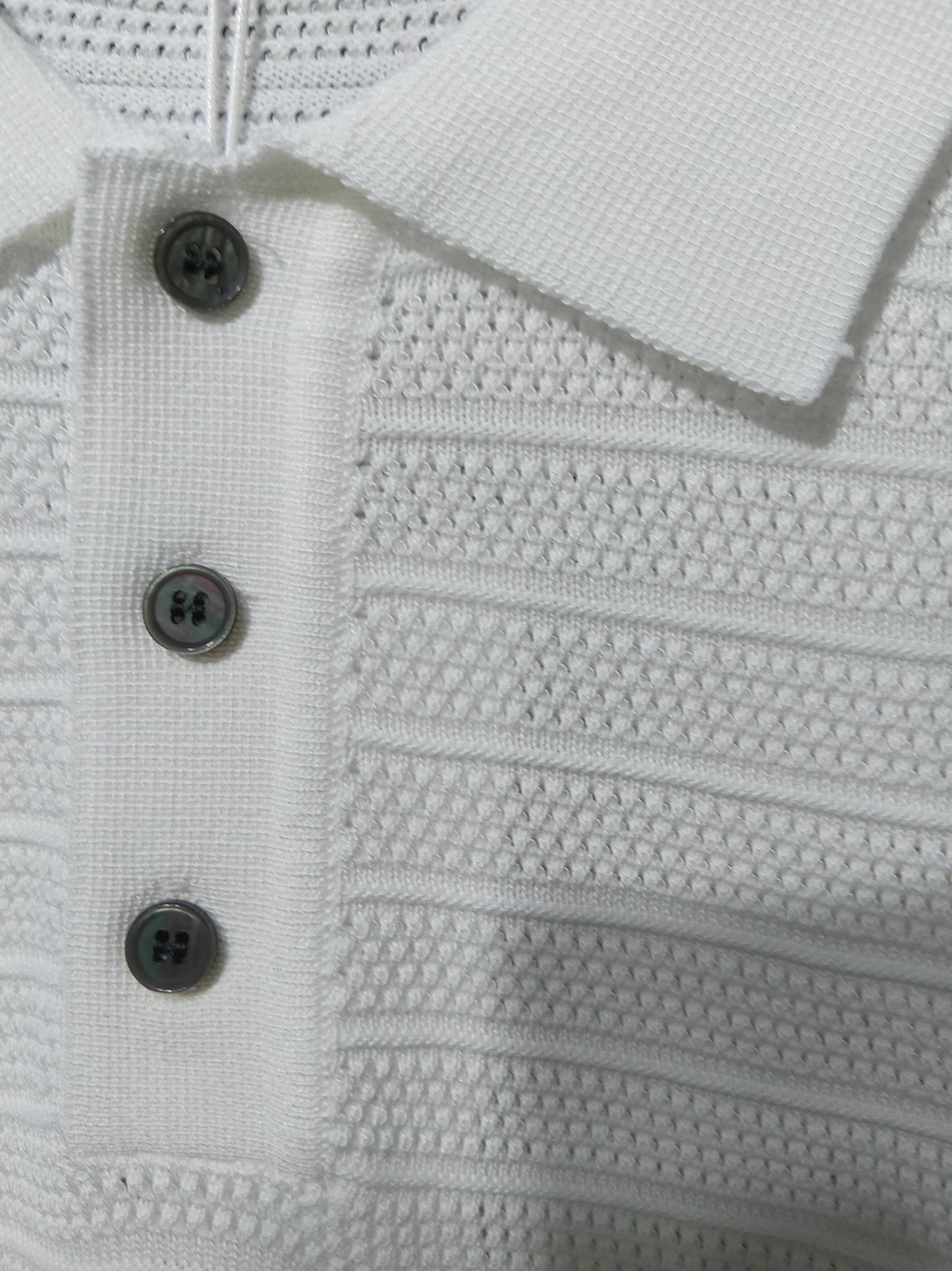 Textured Stripe Knit Polo Shirt |  Premium Knitwear