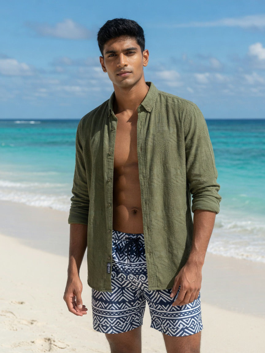 Aztec embroidered cotton shirt