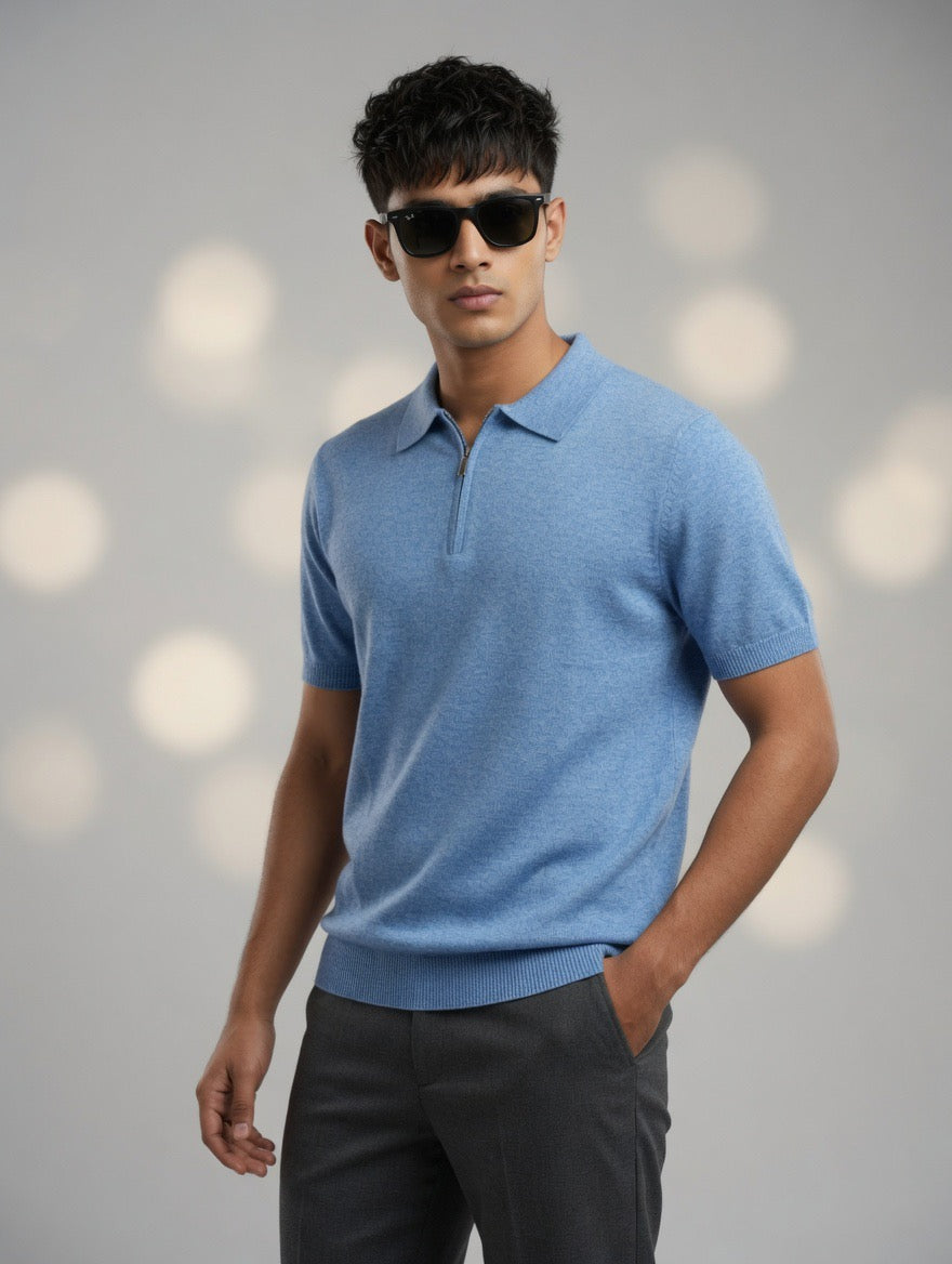 Premium Knit Zip Polo Shirt