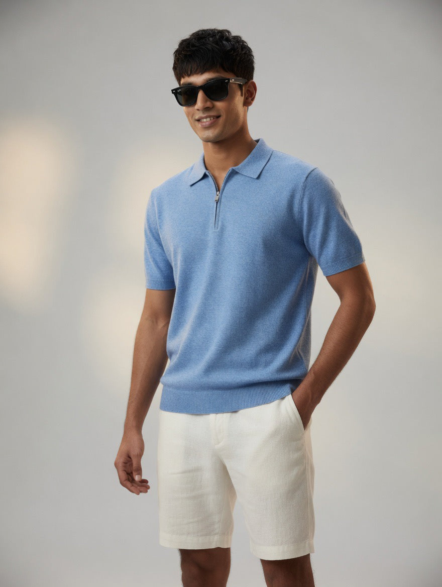 Premium Knit Zip Polo Shirt