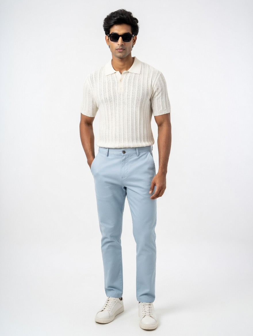 Open-Knit Cable Polo Shirt