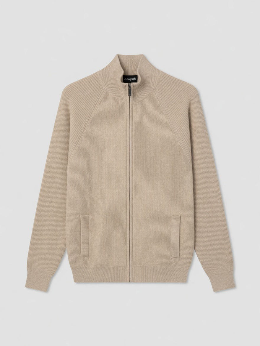 Zip-Up Mock Neck Sweater
