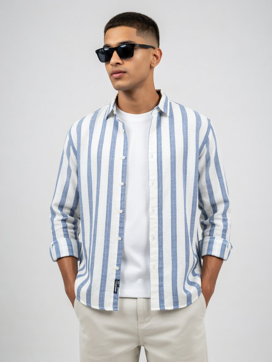 Striped Linen Button-Down Shirt