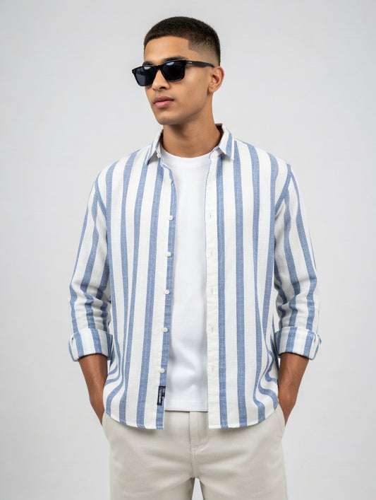 Striped Linen Button-Down Shirt