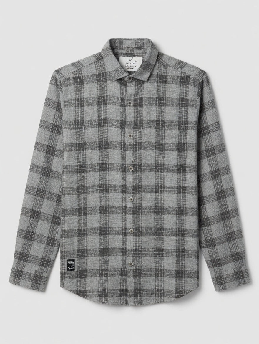 Grey & Black Checkered Button-Up Shirt