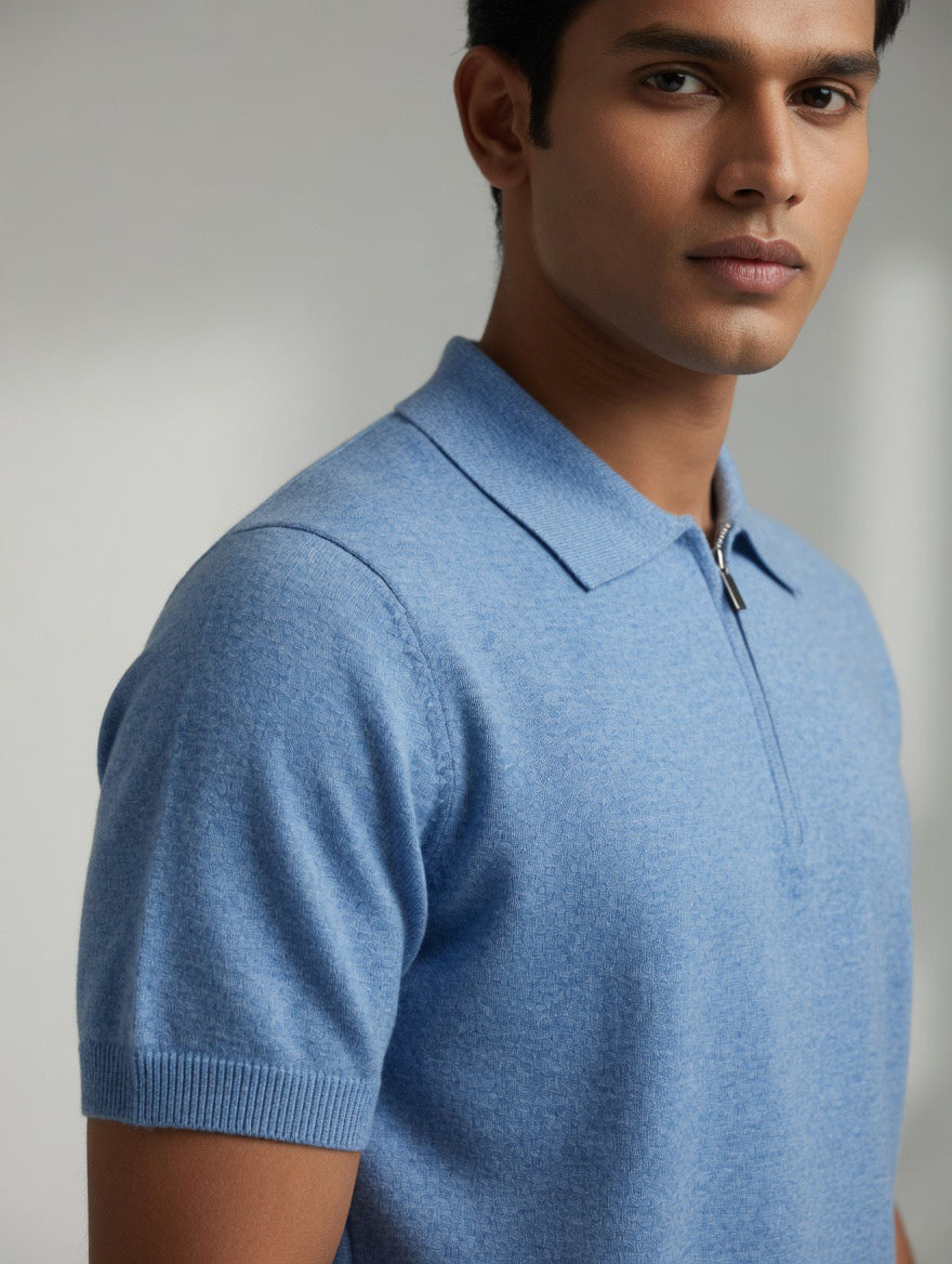 Premium Knit Zip Polo Shirt