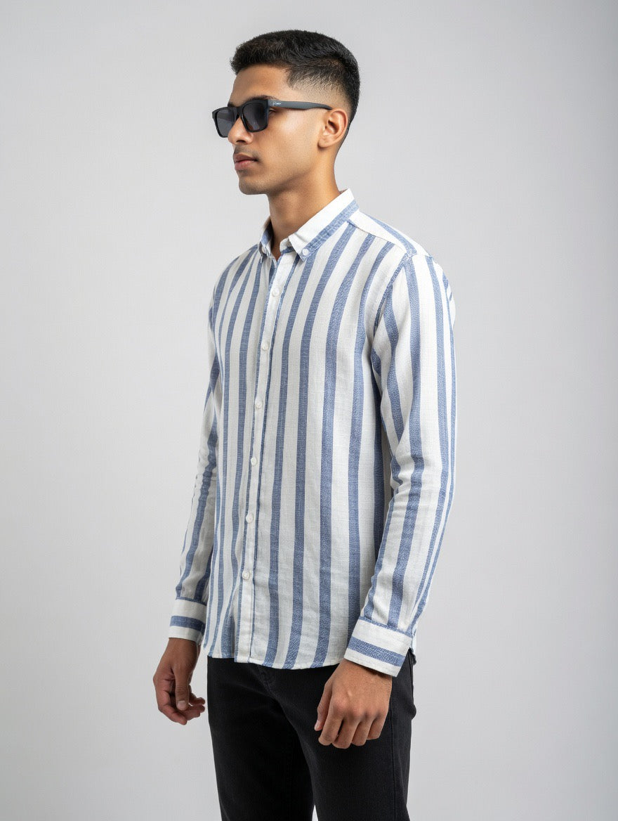 Striped Linen Button-Down Shirt