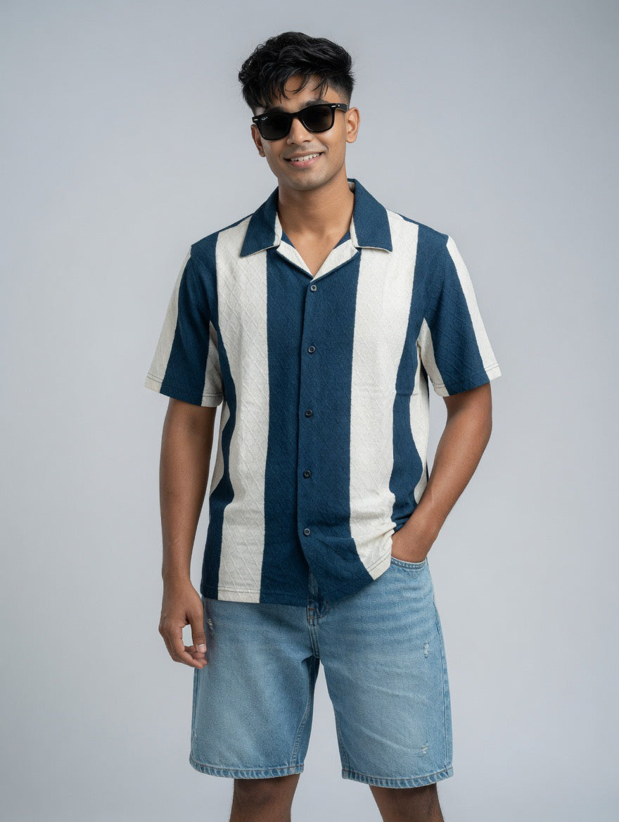 Striped Textured Cuban Shirt