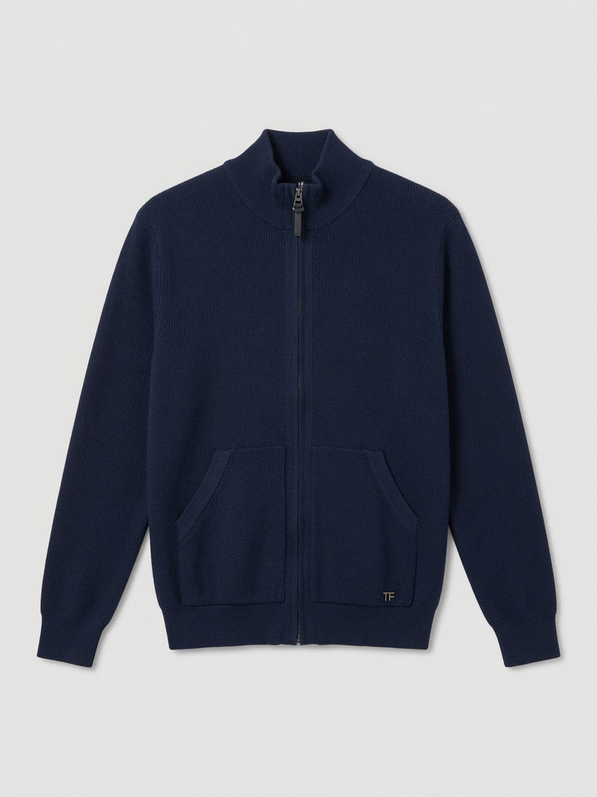 Premium Ribbed Zip-Up Sweater
