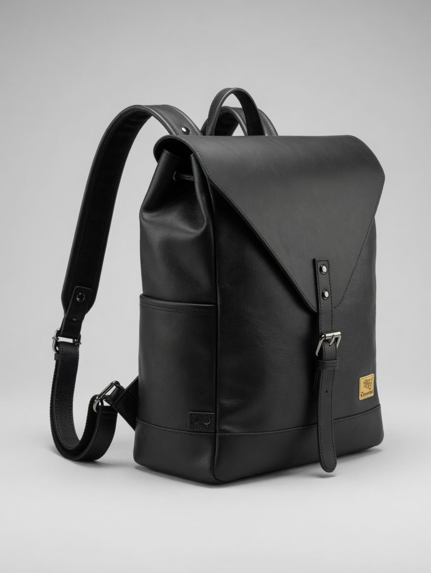 Faux Leather Backpack — Tan & Brown