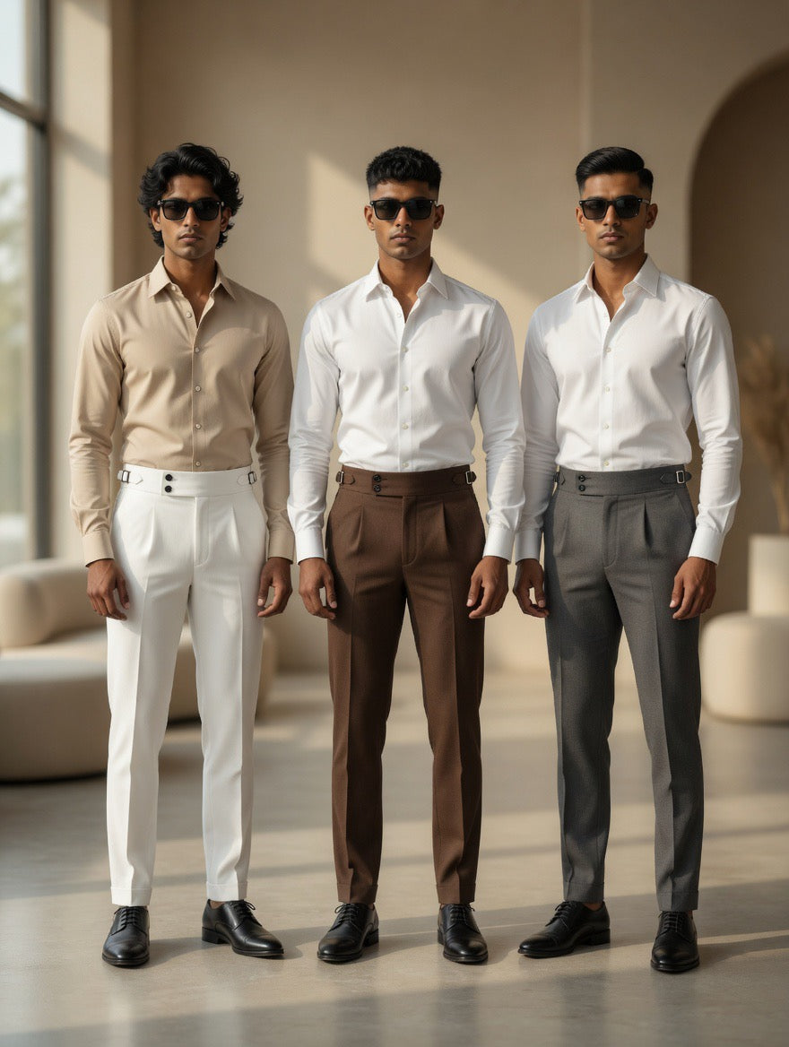 Korean double button fitted trousers
