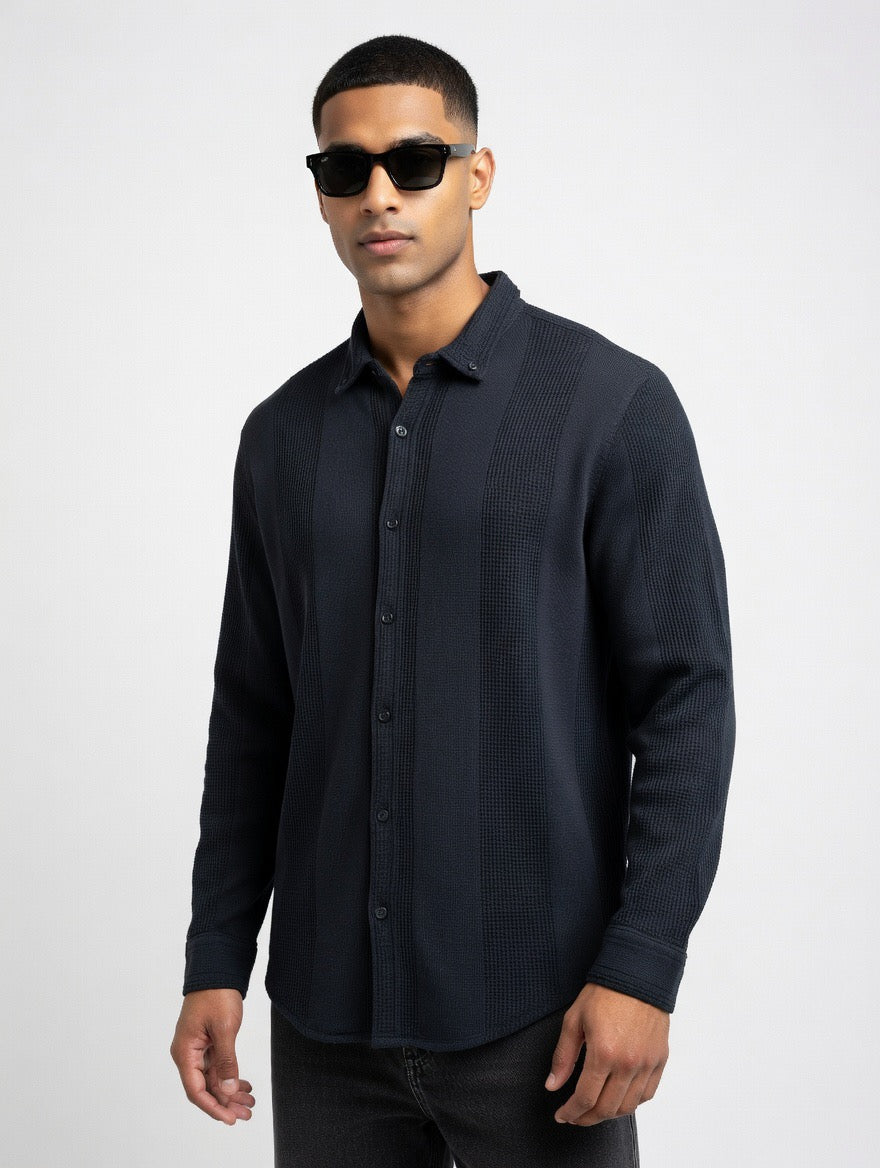 Waffle Knit Long Sleeve Shirt