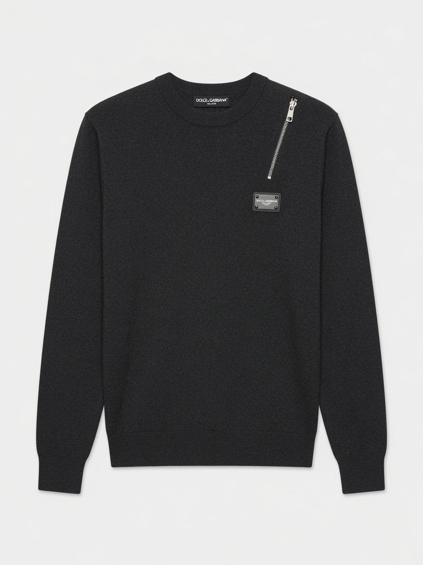 Inspired Navy / Charcoal Zip Detail Sweater