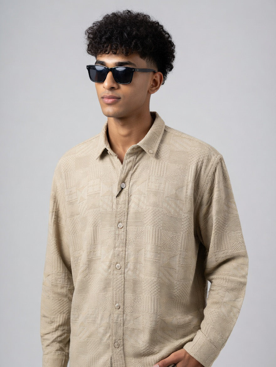 Aztec embroidered cotton shirt