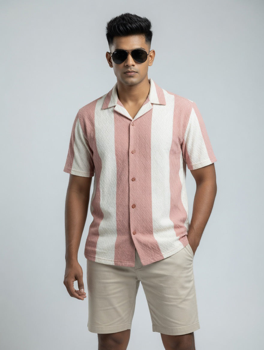 Striped Textured Cuban Shirt