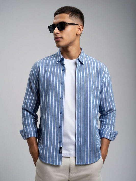 Striped Linen Button-Down Shirt