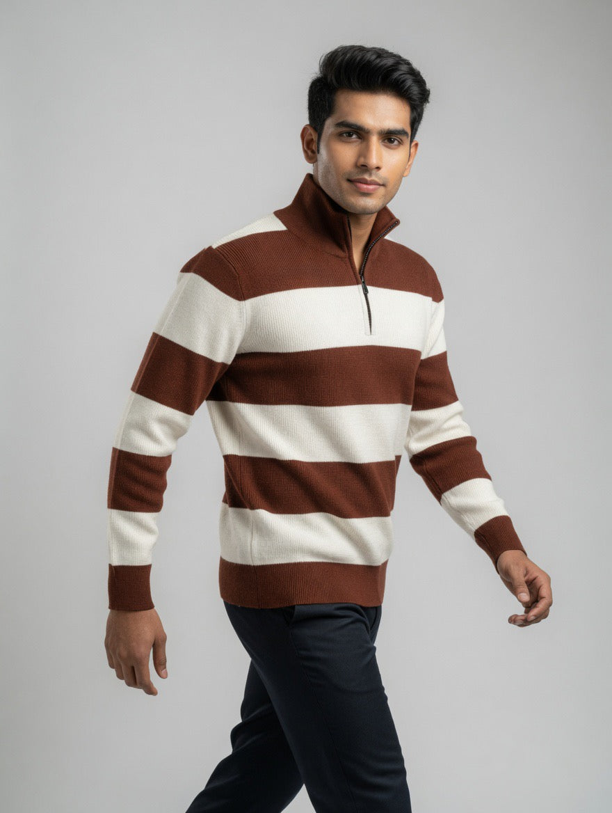 Striped Quarter-Zip Sweater