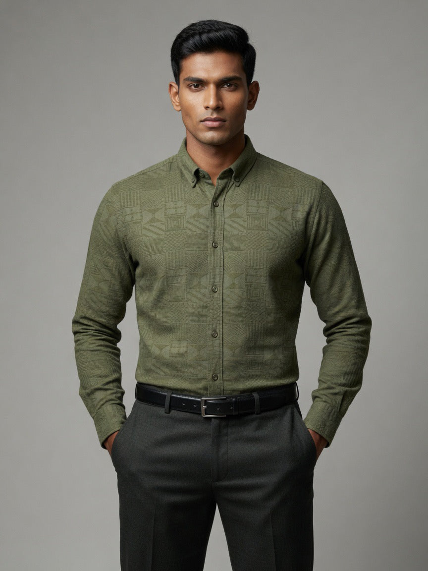 Aztec embroidered cotton shirt