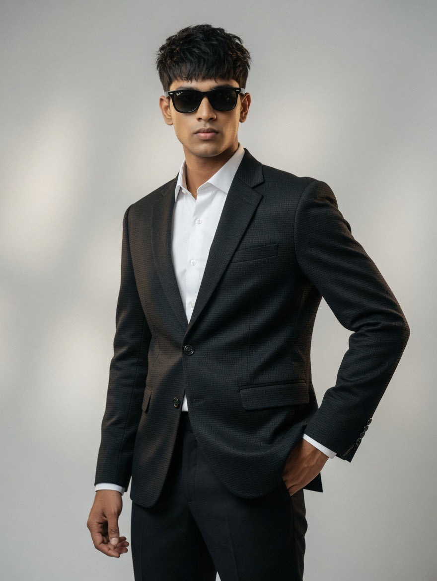 Textured Waffle Blazer
