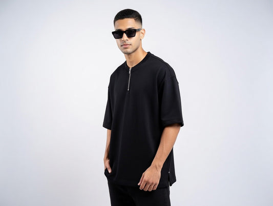 Oversized Quarter-Zip T-Shirt