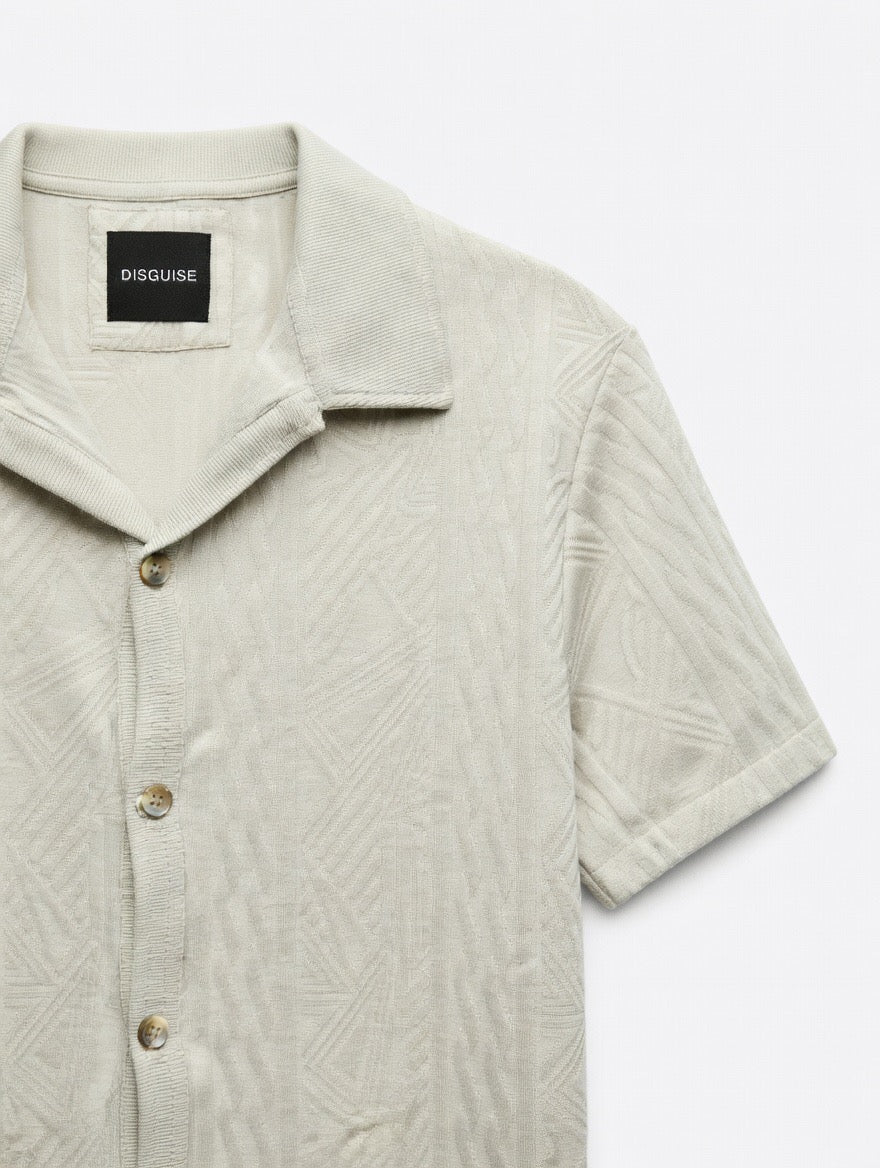 Textured Short-Sleeve Button-Up Shirt