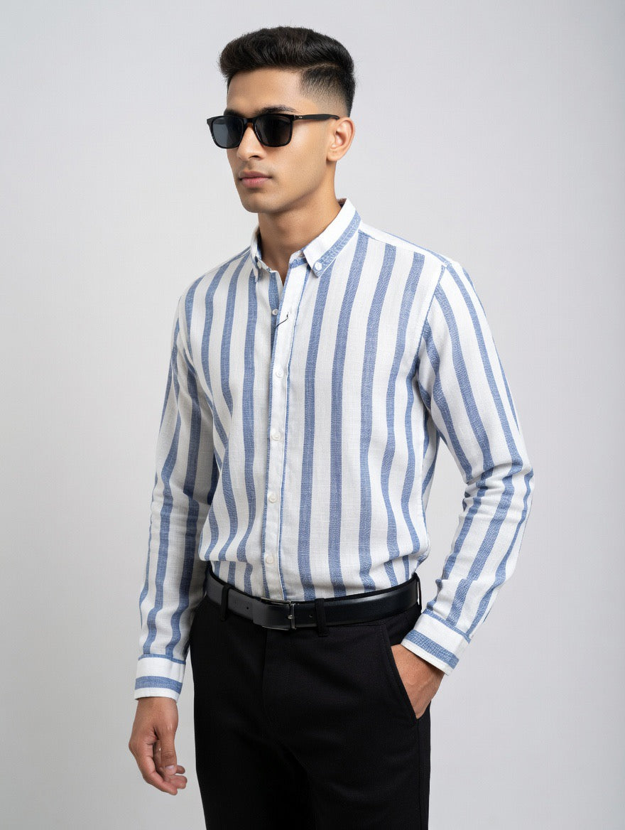 Striped Linen Button-Down Shirt