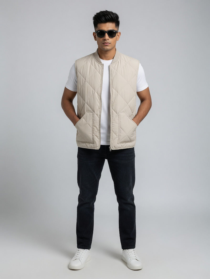 Quilted Zip-Up Bomber Vest