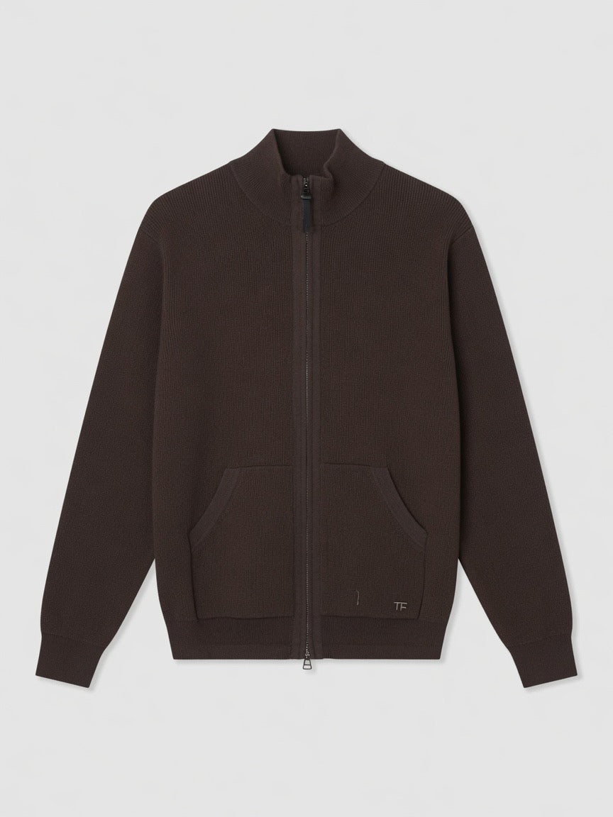 Premium Ribbed Zip-Up Sweater