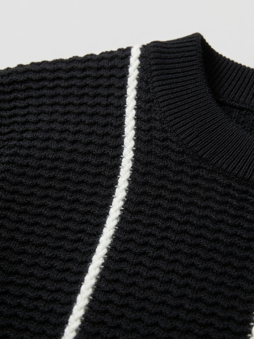 Striped Textured Knit T Shirt