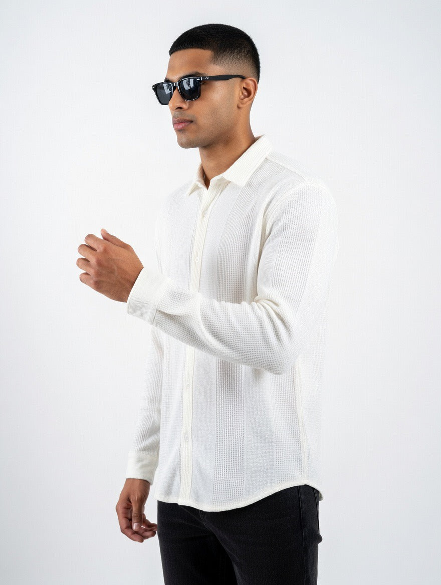 Waffle Knit Long Sleeve Shirt