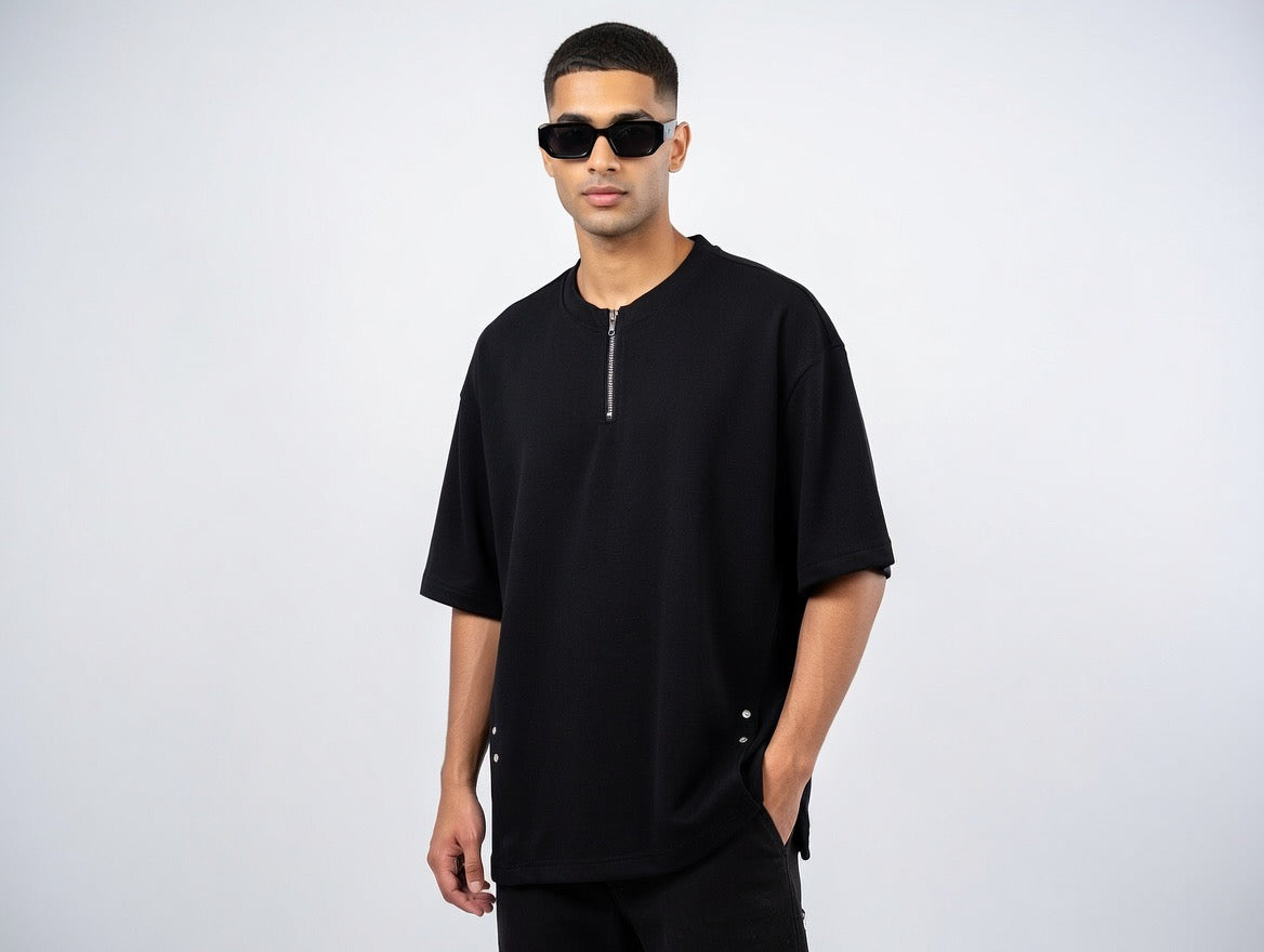 Oversized Quarter-Zip T-Shirt