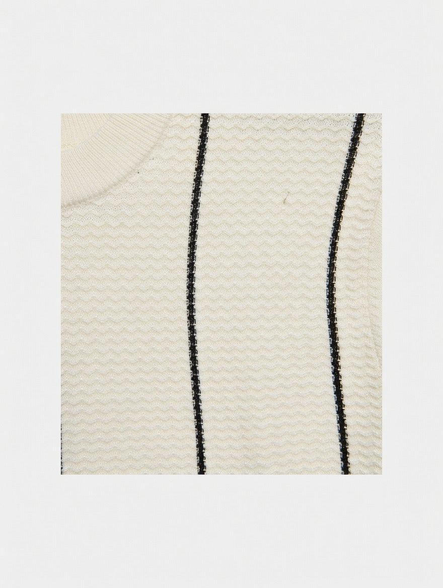 Striped Textured Knit T Shirt