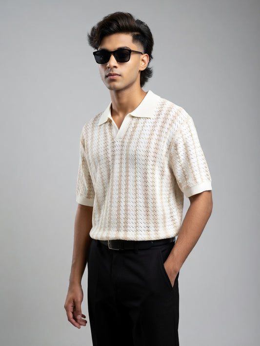 Mesh-Knit Polo Shirt