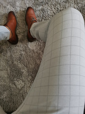 Checked skinny fit trousers