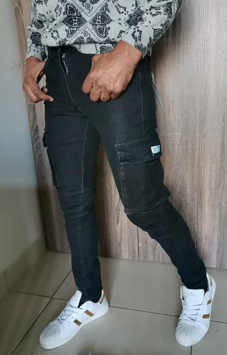 Black Cargo Skinny  jeans