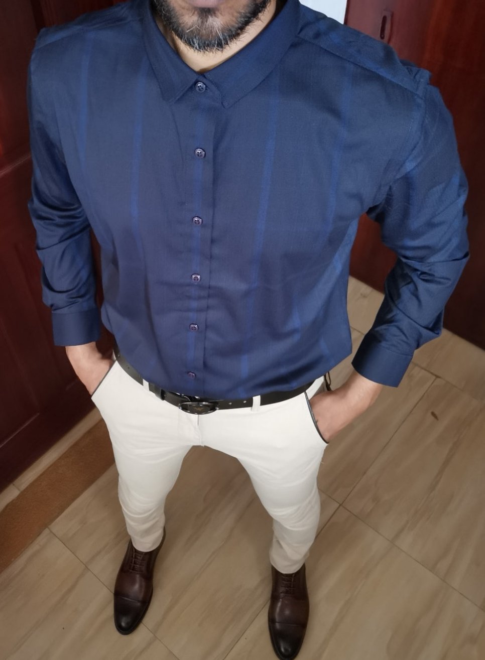 Premium blue check formal shirt