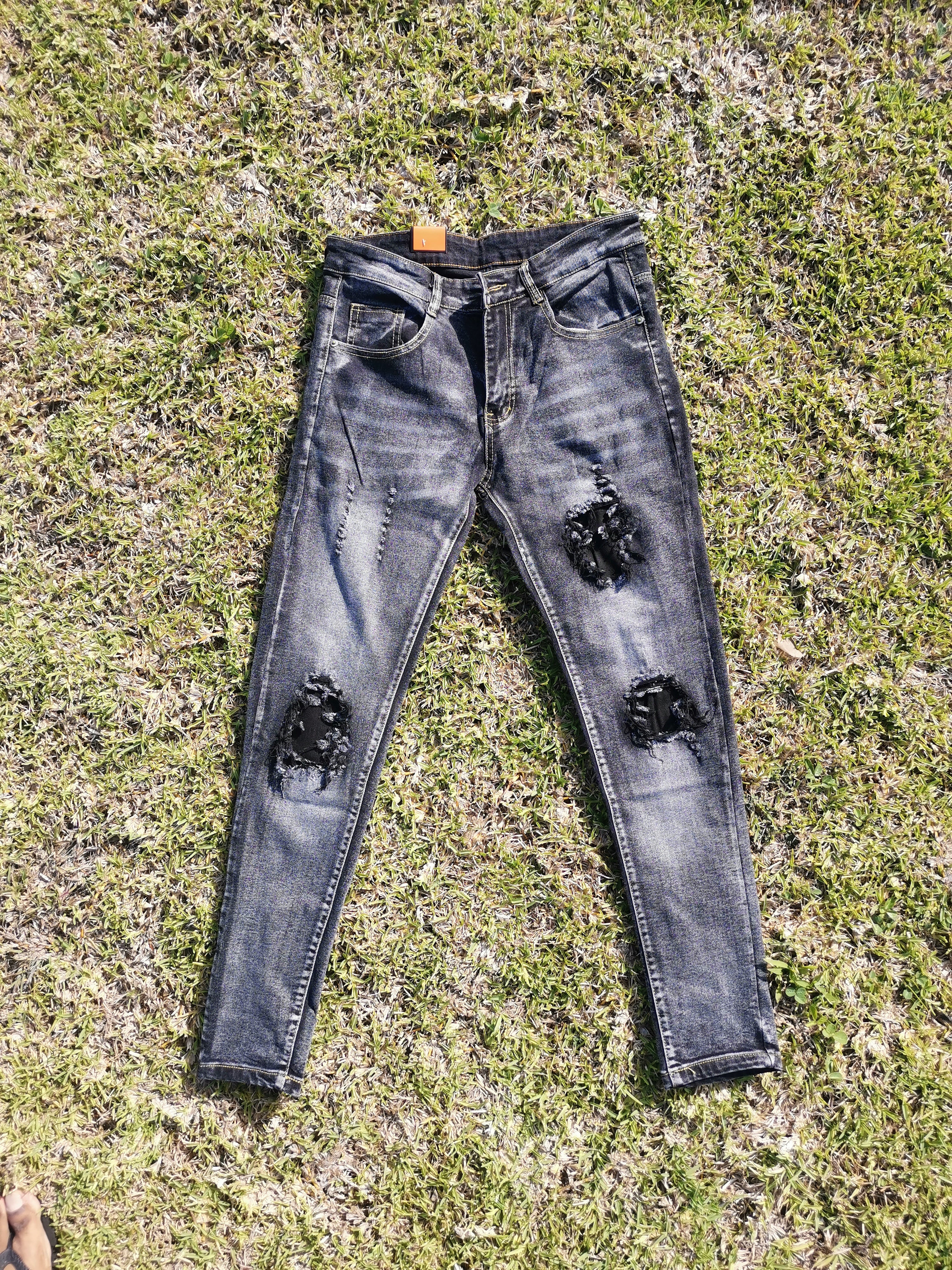 Grey Patch destroyed  jeans